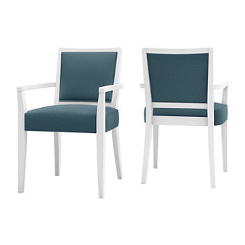 O'Neil White Frame Dining Arm Chair 2-Pack