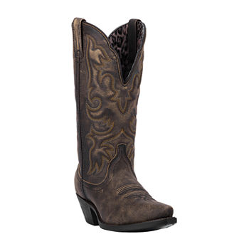 Laredo Womens Access Wide Calf Cowboy Boots Block Heel