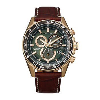 Citizen Mens Chronograph Brown Leather Strap Watch Cb5919-00x