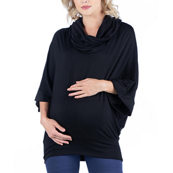 24/7 Comfort Apparel-Maternity Womens Cowl neck 3/4 Sleeve Tunic Top