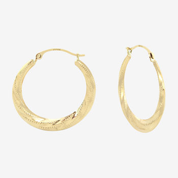 14K Gold 24mm Round Hoop Earrings