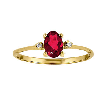 Lab-Created Ruby Diamond-Accent 14K Yellow Gold Ring
