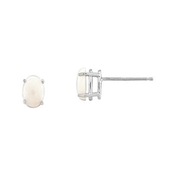 Lab-Created Opal 14K White Gold Stud Earrings
