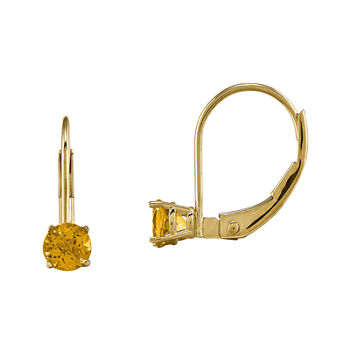 Genuine Yellow Citrine 14K Yellow Gold Drop Earrings