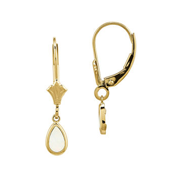 Lab-Created Opal 14K Yellow Gold Pear Drop Earrings