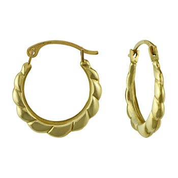 Small Scalloped Edge Hoop Earrings 10K Gold