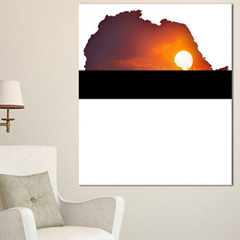 Designart Africa Map With Lion At Sunset AbstractCanvas Artwork