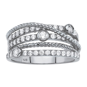 DiamonArt® 3MM 3/4 CT. T.W. White Cubic Zirconia Sterling Silver Round Band