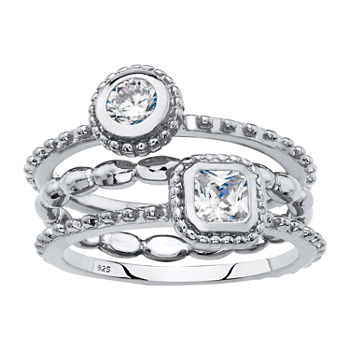 DiamonArt® Womens 5/8 CT. T.W. White Cubic Zirconia Sterling Silver Round Stackable Ring