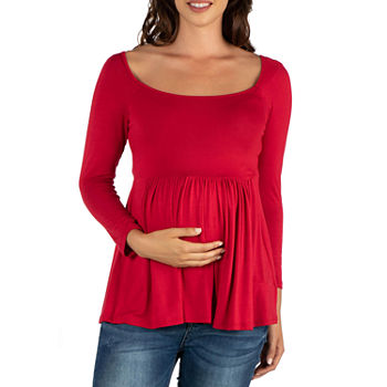 24/7 Comfort Apparel Maternity Womens Square Neck Long Sleeve Tunic Top