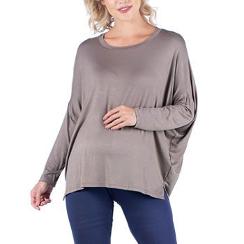 24/7 Comfort Apparel Maternity Womens Round Neck Long Sleeve Tunic Top