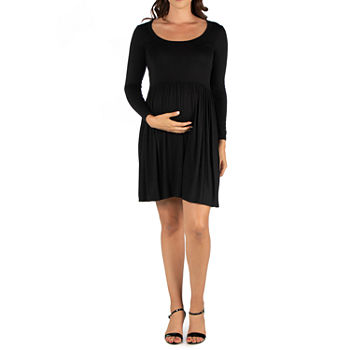 24/7 Comfort Apparel Maternity Long Sleeve Fit + Flare Dress