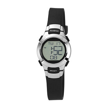 Armitron Pro Sport Womens Chronograph Multi-Function Digital Black Strap Watch 45/7012blkj