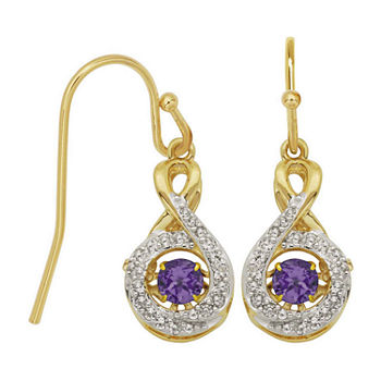 Love in Motion™ Genuine Amethyst and Lab-Created White Sapphire Round Earrings