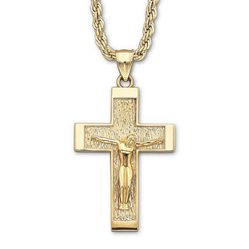 18K Gold Over Silver Crucifix Pendant Necklace