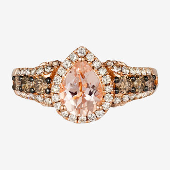 Le Vian Grand Sample Sale® Ring featuring 3/4 cts. Peach Morganite™, 1/3 cts. Chocolate Diamonds® , 3/8 cts. Nude Diamonds™  set in 14K Strawberry Gold®