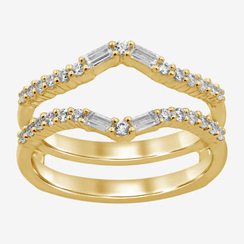Womens 3/8 CT. T.W. Genuine White Diamond 14K Gold Ring Guard