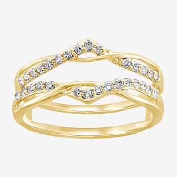 Womens 1/4 CT. T.W. Genuine White Diamond 14K Gold Ring Guard