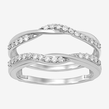 Womens 1/3 CT. T.W. Genuine White Diamond 14K White Gold Ring Guard
