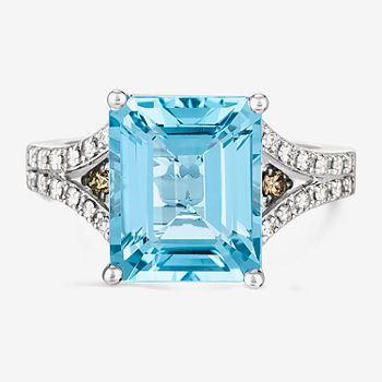 Le Vian Grand Sample Sale™ Ring featuring 6 cts. Ocean Blue Topaz, 1/20 cts. Chocolate Diamonds® , 1/4 cts. Nude Diamonds™  set in 14K Vanilla Gold®
