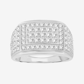 Mens 2 CT. T.W. Lab Grown White Diamond 10K White Gold Fashion Ring