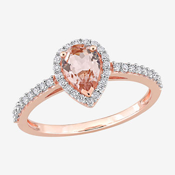 Womens Genuine Pink Morganite 10K Rose Gold Cocktail Ring