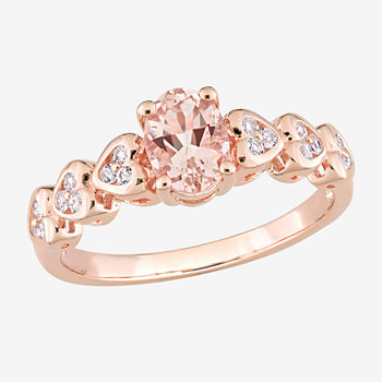 Womens Genuine Pink Morganite 18K Rose Gold Over Silver Cocktail Ring