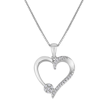 diamond blossom 1/10 CT. T.W. Diamond Sterling Silver Heart Pendant Necklace