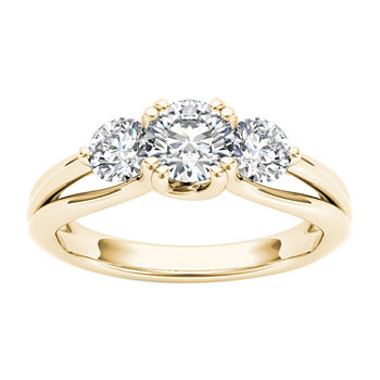 Womens 1 CT. T.W. Genuine White Diamond 14K Gold 3-Stone Engagement Ring