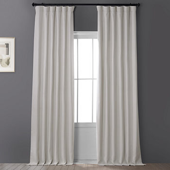 Exclusive Fabrics & Furnishing Faux Linen Blackout Rod Pocket Back Tab Single Curtain Panel