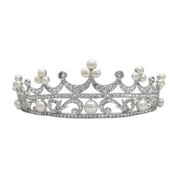 Cultured Freshwater Pearl and Cubic Zirconia Tiara