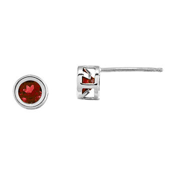 Lab-Created Ruby 14K White Gold Stud Earrings