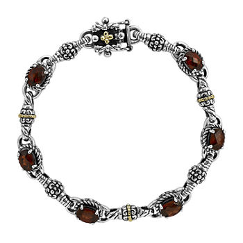Shey Couture Genuine Garnet Sterling Silver and 14K Yellow Gold Bracelet