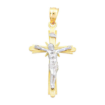 Unisex Adult 14K Two-Tone Gold Crucifix Cross Pendant