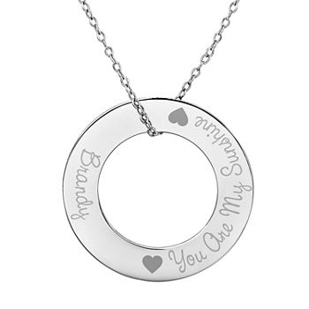 Personalized Sterling Silver 29mm "You Are My Sunshine" Round Pendant Necklace