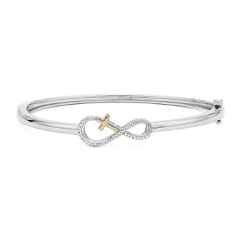 Infinite Promise 1/10 CT. T.W. Diamond Sterling Silver Bangle with 14K Rose Gold Accent