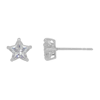 Toc 1 CT. T.W. White Cubic Zirconia 10K White Gold 5mm Star Stud Earrings