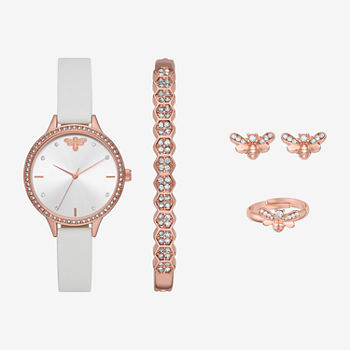 Ladies Sets Womens Crystal Accent White 5-pc. Watch Boxed Set Fmdjset322