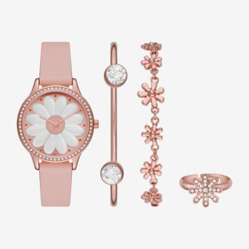 Ladies Sets Womens Crystal Accent Pink 4-pc. Watch Boxed Set Fmdjset325