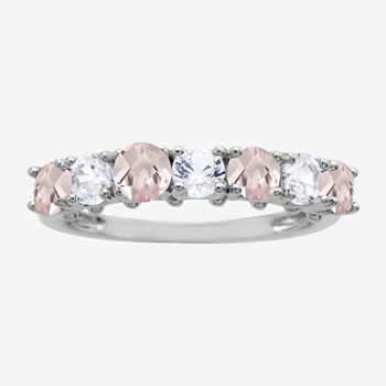 Lab Created Pink Sapphire Sterling Silver Band