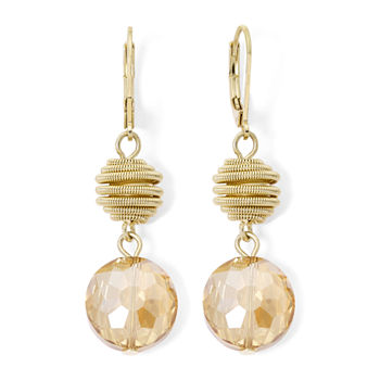 Monet® Yellow Stone Gold-Tone Double-Drop Earrings