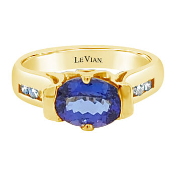 LIMITED QUANTITIES! Le Vian Grand Sample Sale™ Ring featuring Blueberry Tanzanite® 1/5 CT. T.W. Vanilla Diamonds® set in 14K Honey Gold™