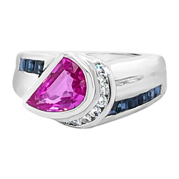 LIMITED QUANTITIES! Le Vian Grand Sample Sale™ Ring featuring Bubble Gum Pink Sapphire™ Blueberry Sapphire™ 1/6 CT. T.W. Vanilla Diamonds® set in 18K Vanilla Gold®
