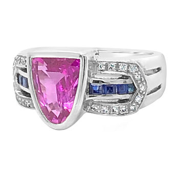LIMITED QUANTITIES! Le Vian Grand Sample Sale™ Ring featuring Bubble Gum Pink Sapphire™ Blueberry Sapphire™ 1/8 CT. T.W. Vanilla Diamonds® set in 18K Vanilla Gold®