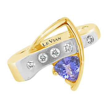 LIMITED QUANTITIES! Le Vian Grand Sample Sale™ Ring featuring Blueberry Tanzanite® 1/6 CT. T.W. Vanilla Diamonds® set in 14K Two Tone Gold