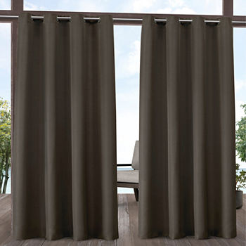 Exclusive Home Curtains Solid Light-Filtering Grommet Top Set of 2 Outdoor Curtain Panel