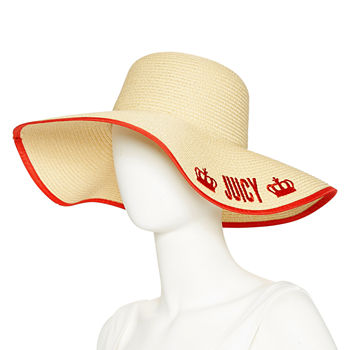 Juicy By Juicy Couture Printed Trim Womens Embroidered Floppy Hat