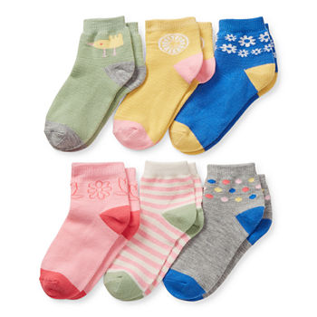 Okie Dokie Toddler Girls 6 Pair Quarter Socks