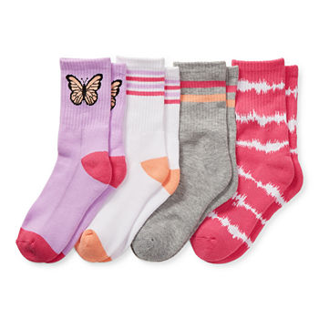 Thereabouts Little & Big Girls 4 Pair Crew Socks