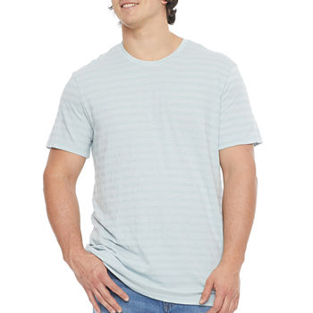 mutual weave Striped Big and Tall Mens Crew Neck Short Sleeve T-Shirt